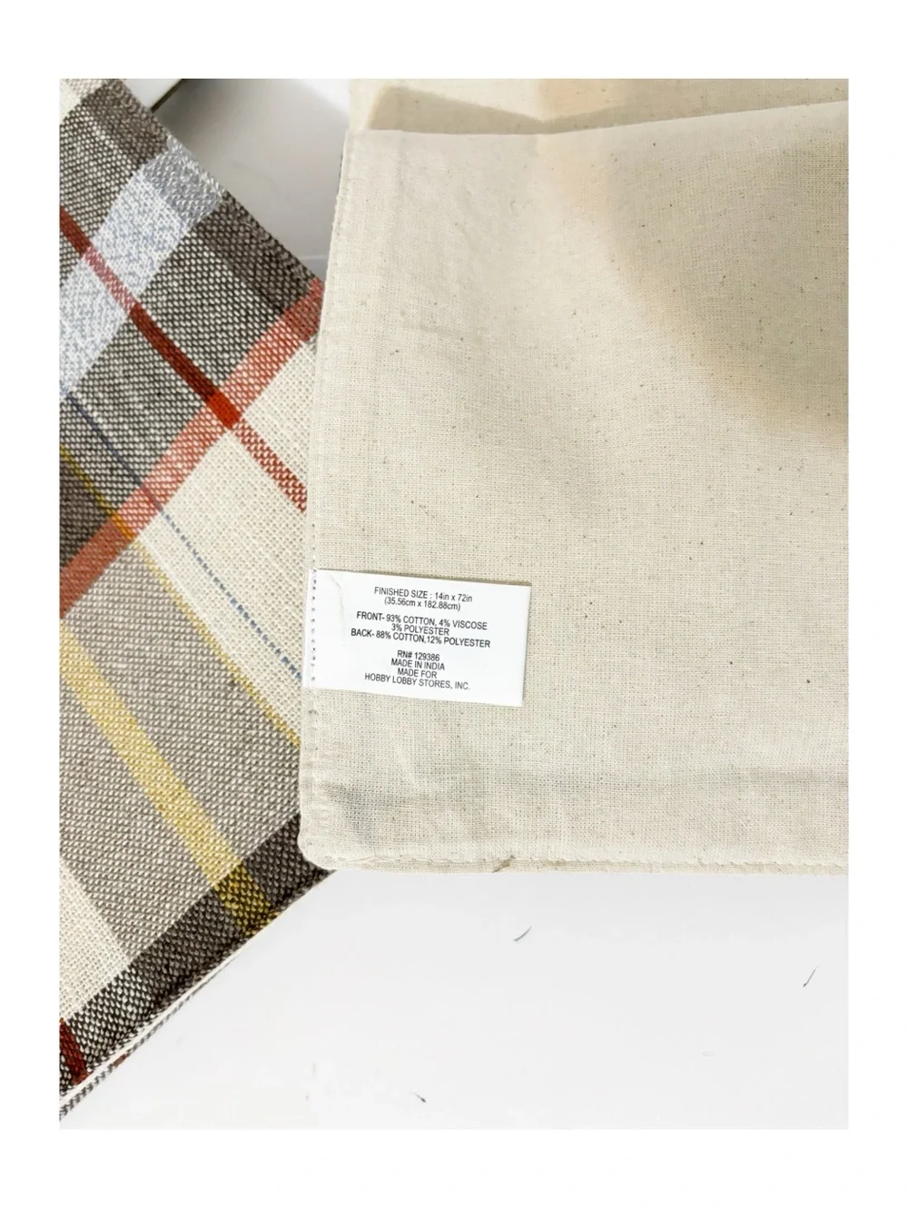 FALL Table Runner, Plaid Autumn Colors, New, 14